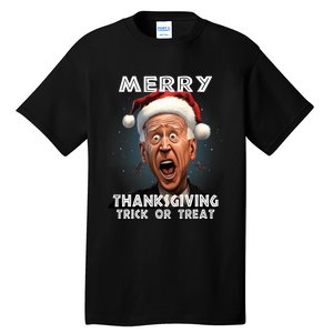 Funny Joe Biden Santa Hat Merry Thanksgiving Christmas Tall T-Shirt