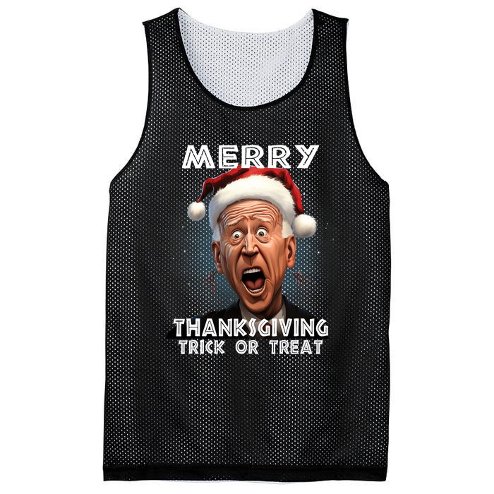 Funny Joe Biden Santa Hat Merry Thanksgiving Christmas Mesh Reversible Basketball Jersey Tank