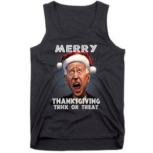 Funny Joe Biden Santa Hat Merry Thanksgiving Christmas Tank Top