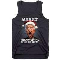 Funny Joe Biden Santa Hat Merry Thanksgiving Christmas Tank Top