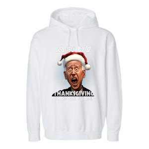 Funny Joe Biden Santa Hat Merry Thanksgiving Christmas Garment-Dyed Fleece Hoodie