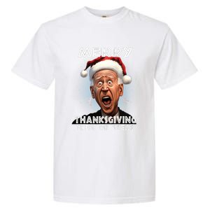 Funny Joe Biden Santa Hat Merry Thanksgiving Christmas Garment-Dyed Heavyweight T-Shirt