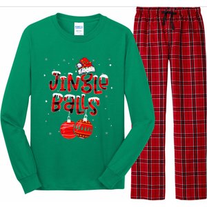 Funny Jingle Balls Tinsel Tits Matching Christmas Couples Long Sleeve Pajama Set