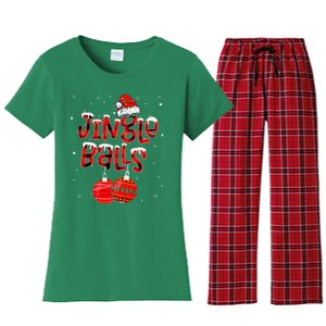 Funny Jingle Balls Tinsel Tits Matching Christmas Couples Women's Flannel Pajama Set