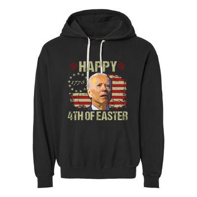 Fun Joe Biden 4th Of July Happy 4th Of Easter Us Flag Garment-Dyed Fleece Hoodie