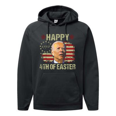 Fun Joe Biden 4th Of July Happy 4th Of Easter Us Flag Performance Fleece Hoodie