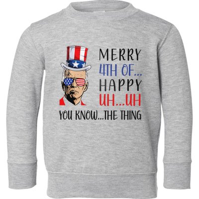 Funny Joe Biden Confused Merry 4th Of July US Flag Toddler Sweatshirt