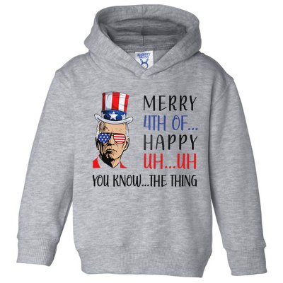 Funny Joe Biden Confused Merry 4th Of July US Flag Toddler Hoodie