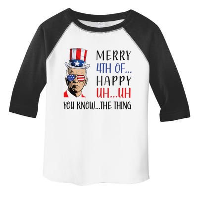 Funny Joe Biden Confused Merry 4th Of July US Flag Toddler Fine Jersey T-Shirt