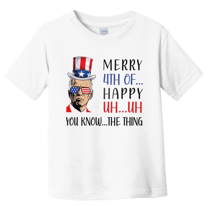 Funny Joe Biden Confused Merry 4th Of July US Flag Toddler T-Shirt