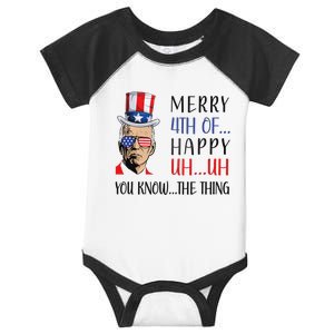 Funny Joe Biden Confused Merry 4th Of July US Flag Infant Baby Jersey Bodysuit