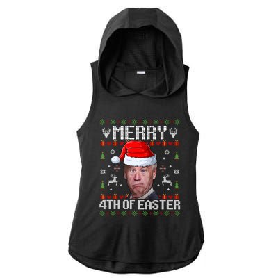 Funny Joe Biden Merry 4th Of Easter Ugly Christmas Sweater Gift Ladies PosiCharge Tri-Blend Wicking Draft Hoodie Tank