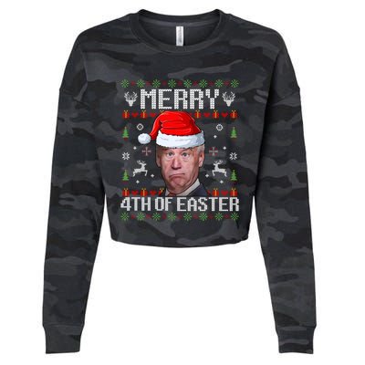 Funny Joe Biden Merry 4th Of Easter Ugly Christmas Sweater Gift Cropped Pullover Crew