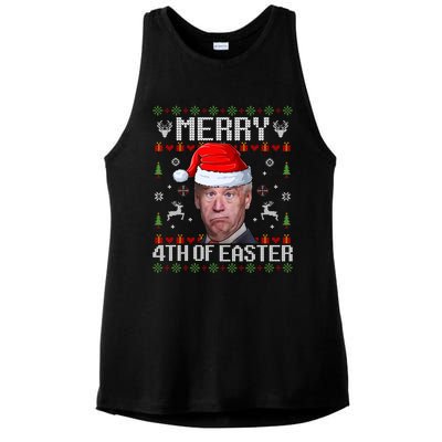 Funny Joe Biden Merry 4th Of Easter Ugly Christmas Sweater Gift Ladies PosiCharge Tri-Blend Wicking Tank