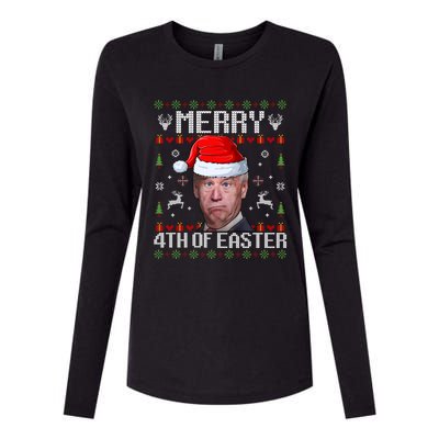 Funny Joe Biden Merry 4th Of Easter Ugly Christmas Sweater Gift Womens Cotton Relaxed Long Sleeve T-Shirt