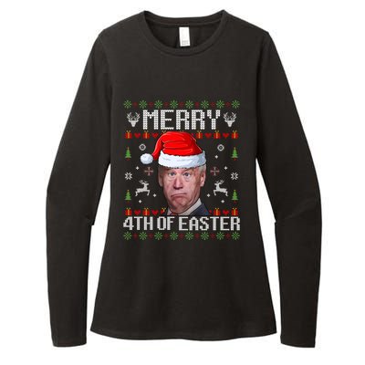 Funny Joe Biden Merry 4th Of Easter Ugly Christmas Sweater Gift Womens CVC Long Sleeve Shirt