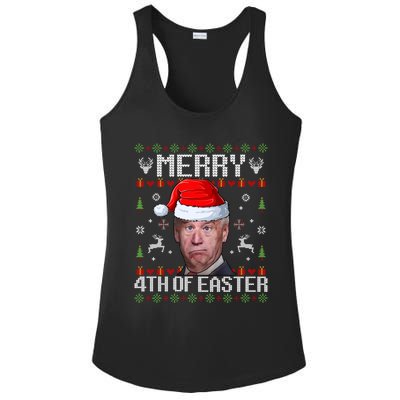 Funny Joe Biden Merry 4th Of Easter Ugly Christmas Sweater Gift Ladies PosiCharge Competitor Racerback Tank