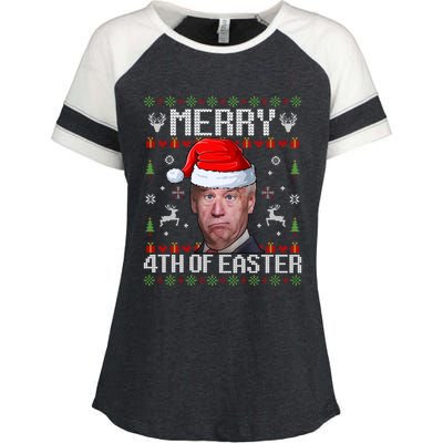 Funny Joe Biden Merry 4th Of Easter Ugly Christmas Sweater Gift Enza Ladies Jersey Colorblock Tee