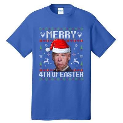 Funny Joe Biden Merry 4th Of Easter Ugly Christmas Sweater Gift Tall T-Shirt