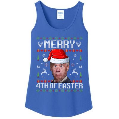 Funny Joe Biden Merry 4th Of Easter Ugly Christmas Sweater Gift Ladies Essential Tank