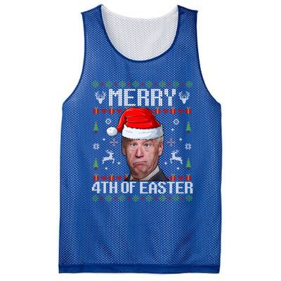 Funny Joe Biden Merry 4th Of Easter Ugly Christmas Sweater Gift Mesh Reversible Basketball Jersey Tank