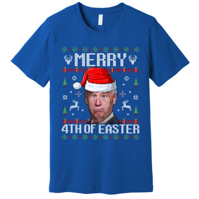 Funny Joe Biden Merry 4th Of Easter Ugly Christmas Sweater Gift Premium T-Shirt