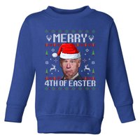 Funny Joe Biden Merry 4th Of Easter Ugly Christmas Sweater Gift Toddler Sweatshirt