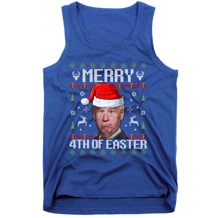 Funny Joe Biden Merry 4th Of Easter Ugly Christmas Sweater Gift Tank Top