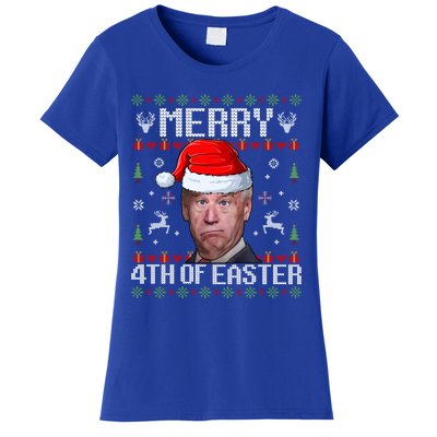 Funny Joe Biden Merry 4th Of Easter Ugly Christmas Sweater Gift Women's T-Shirt