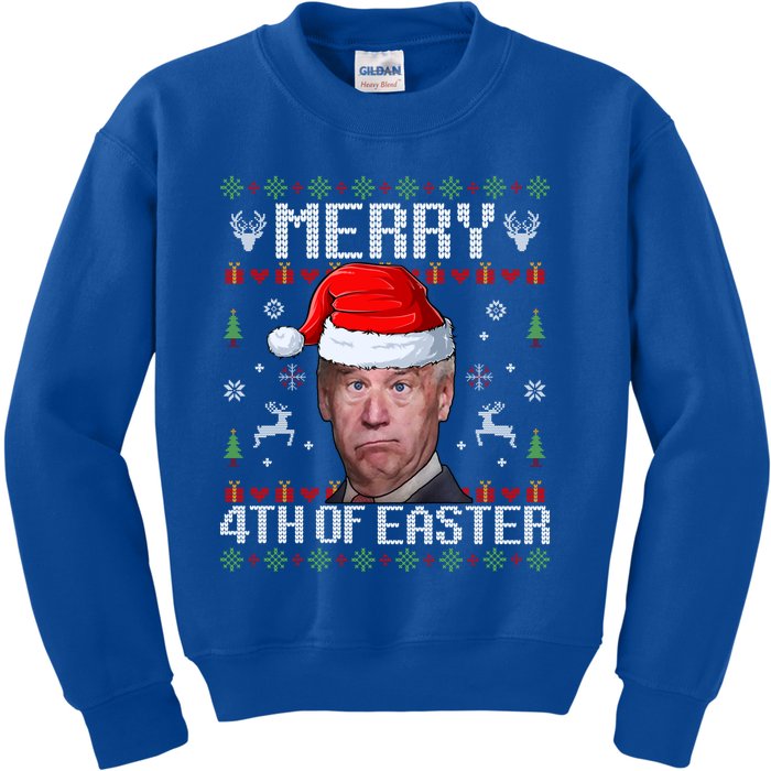 Funny Joe Biden Merry 4th Of Easter Ugly Christmas Sweater Gift Kids Sweatshirt