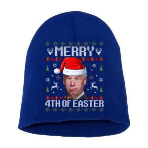 Funny Joe Biden Merry 4th Of Easter Ugly Christmas Sweater Gift Short Acrylic Beanie