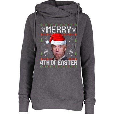 Funny Joe Biden Merry 4th Of Easter Ugly Christmas Sweater Gift Womens Funnel Neck Pullover Hood