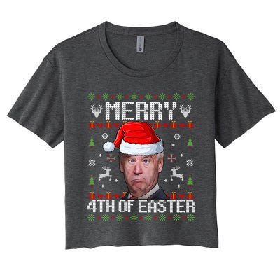 Funny Joe Biden Merry 4th Of Easter Ugly Christmas Sweater Gift Women's Crop Top Tee