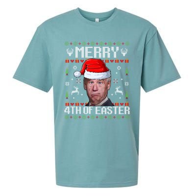 Funny Joe Biden Merry 4th Of Easter Ugly Christmas Sweater Gift Sueded Cloud Jersey T-Shirt