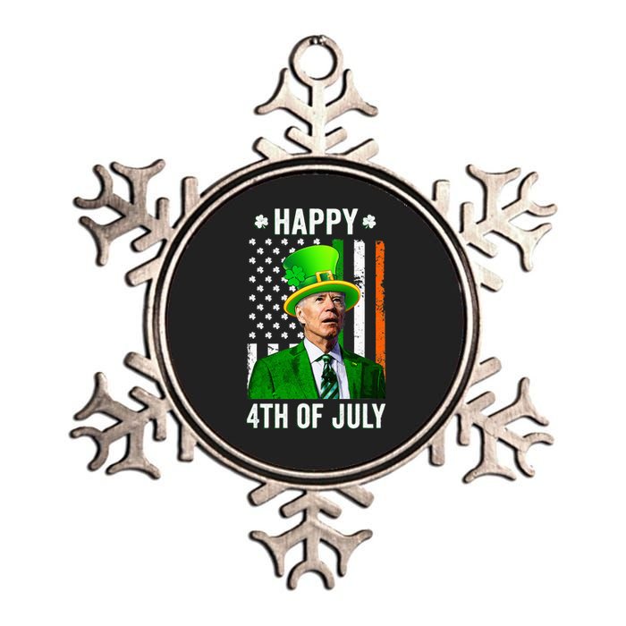 Funny Joe Biden Happy 4th Of July Confused St Patricks Day Metallic Star Ornament