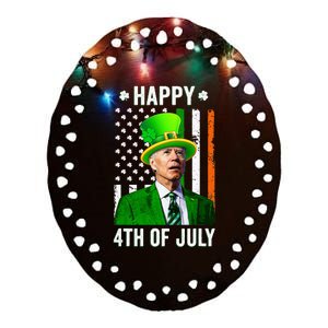 Funny Joe Biden Happy 4th Of July Confused St Patricks Day Ceramic Oval Ornament