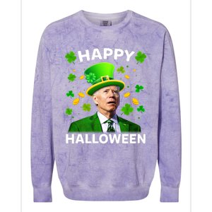 Funny Joe Biden St Patricks Day Happy Halloween Colorblast Crewneck Sweatshirt