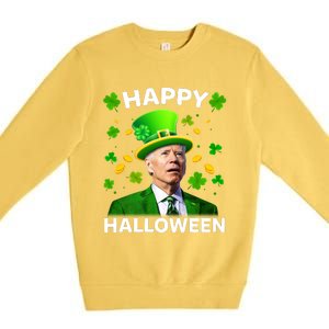 Funny Joe Biden St Patricks Day Happy Halloween Premium Crewneck Sweatshirt