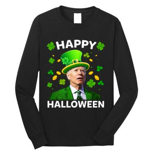 Funny Joe Biden St Patricks Day Happy Halloween Long Sleeve Shirt