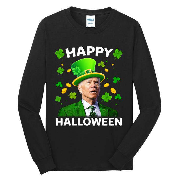 Funny Joe Biden St Patricks Day Happy Halloween Tall Long Sleeve T-Shirt