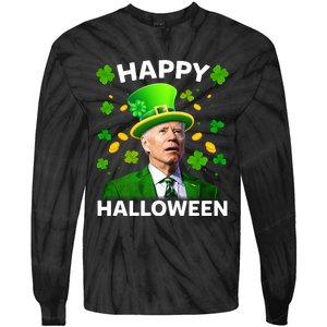 Funny Joe Biden St Patricks Day Happy Halloween Tie-Dye Long Sleeve Shirt