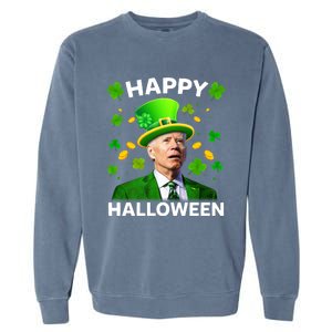 Funny Joe Biden St Patricks Day Happy Halloween Garment-Dyed Sweatshirt