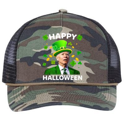 Funny Joe Biden St Patricks Day Happy Halloween Retro Rope Trucker Hat Cap