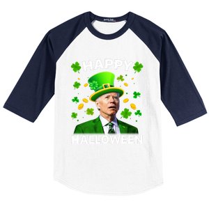 Funny Joe Biden St Patricks Day Happy Halloween Baseball Sleeve Shirt