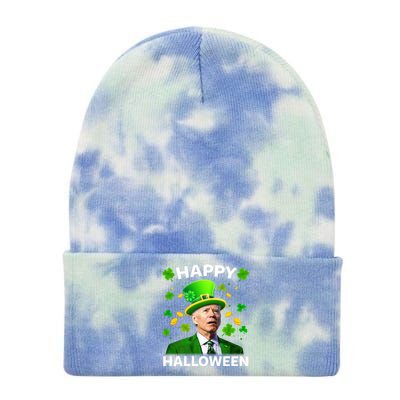 Funny Joe Biden St Patricks Day Happy Halloween Tie Dye 12in Knit Beanie