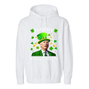 Funny Joe Biden St Patricks Day Happy Halloween Garment-Dyed Fleece Hoodie