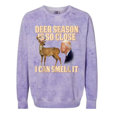 Funny Joe Biden Deer Season Is So Close I Can Smell It Colorblast Crewneck Sweatshirt