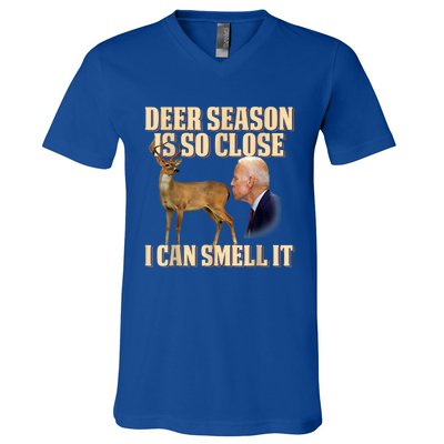 Funny Joe Biden Deer Season Is So Close I Can Smell It V-Neck T-Shirt