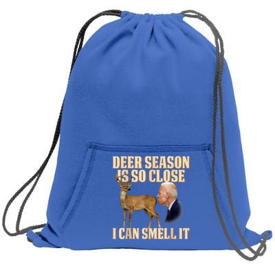 Funny Joe Biden Deer Season Is So Close I Can Smell It Sweatshirt Cinch Pack Bag