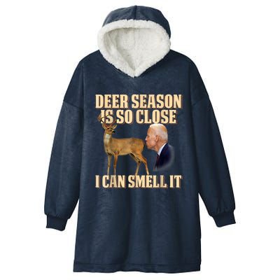 Funny Joe Biden Deer Season Is So Close I Can Smell It Hooded Wearable Blanket